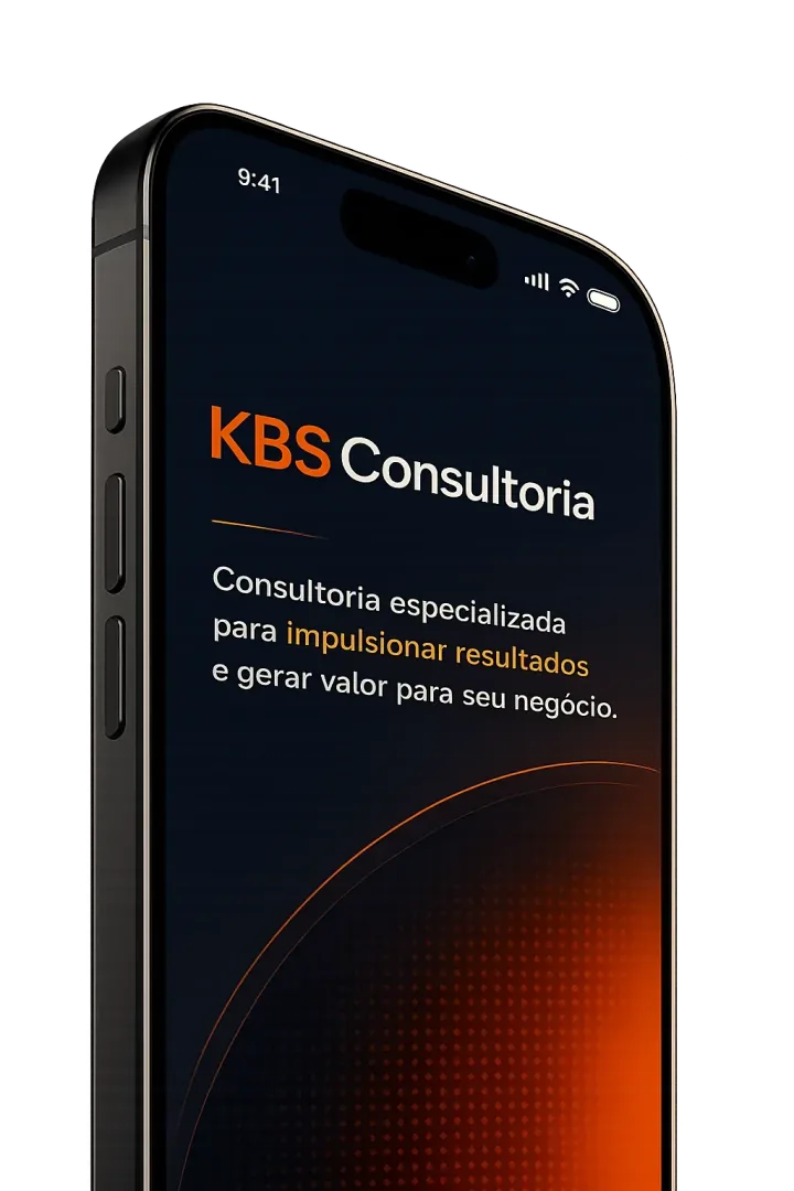 Mockup de celular mostrando atendimento da KBS no WhatsApp